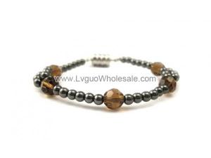 Magnet Clasp - 18cm Hematite Stone Beaded Bracelet